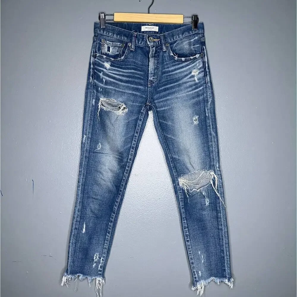 Moussy Vintage MV Isko Comfort Ridgewood Skinny Jeans in Light Blue Size 25
